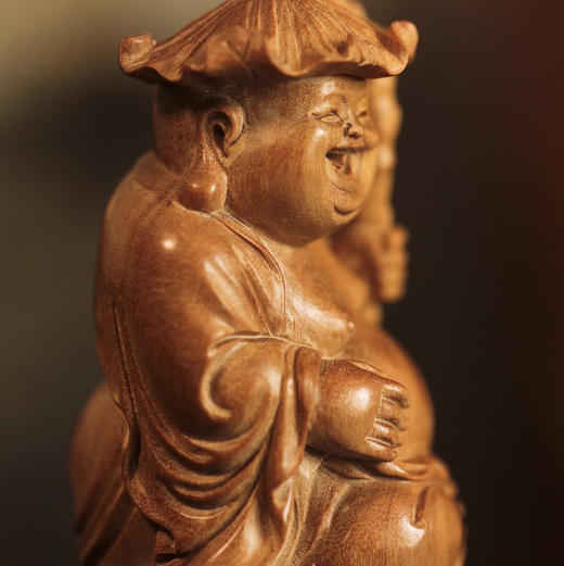 【青山特惠】老山檀香 | 和气生财·弥勒 摆件 一木雕成 b40 商品图3