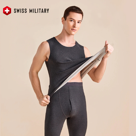 瑞士军工SWISS MILITARY冬季保暖内衣  男女款AB羊毛蚕丝无痕圆领背心上衣（两件装）