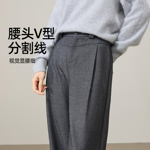 【过季清！莱赛尔-羊毛裤】逸阳秋冬厚款灰色窄版阔腿裤高腰直筒休闲裤子1548 商品图3