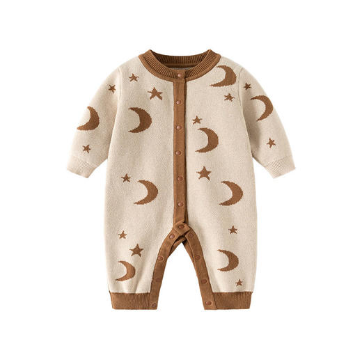 月亮与星星ins风纯棉婴儿连体衣A类针织宝宝连体衣秋冬款婴儿衣服 商品图4
