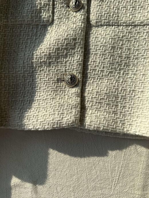 贝壳三 小香风编织肌理感双口袋外套气质翻领短款上衣C110817 商品图3