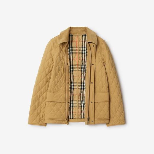 【一】BURBERRY 巴宝莉 女士 B 字盾牌徽标刺绣绗缝尼龙棉服 驼色 8097996 C1544 商品图1