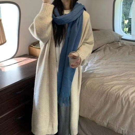 中长款过膝针织开衫！2025秋冬新款韩版宽松复古慵懒风毛衣女款外套！ 商品图3