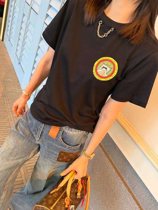 驴家 25年新品✖️Grace·Coddington联名的猫猫系列 黑色猫猫印花T恤(KX*MM) 商品图0