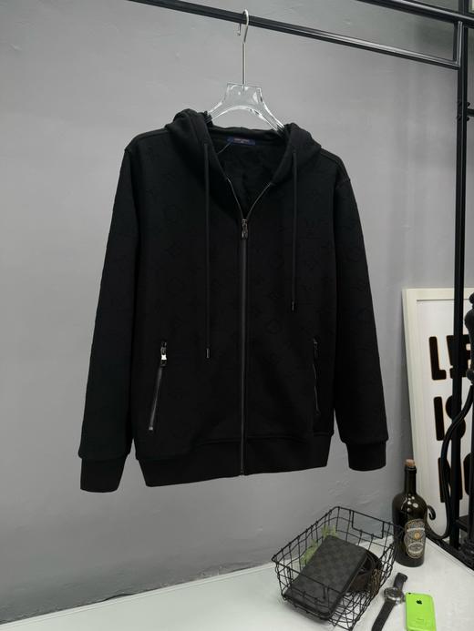 轻奢老花提花男士秋冬加绒拉链连帽卫衣外套 特惠 Z-15706 商品图4