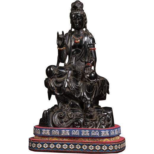 清	紫檀木雕自在观音像 商品图5