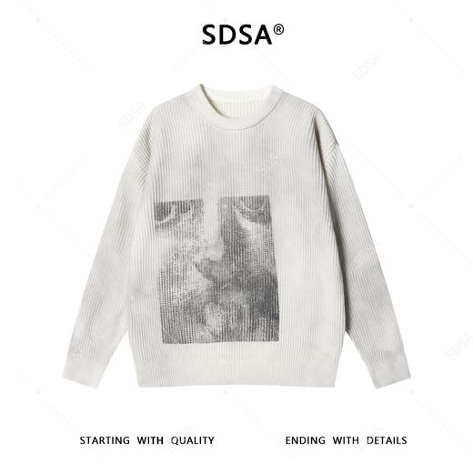 243065SDSA男士秋冬新款痞帅男装潮牌美式撞色印花圆领毛衣休闲简约上衣 商品图1
