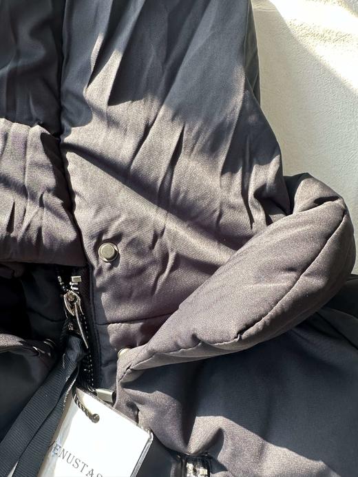贝壳三 工装风口袋宽松厚实连帽羽绒服女中长款百搭棉服C110808 商品图13