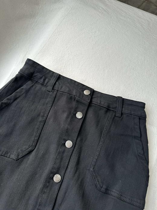 贝壳三 高腰纯色简约排扣牛仔裙小A字微包臀遮肉半身裙C110821 商品图7