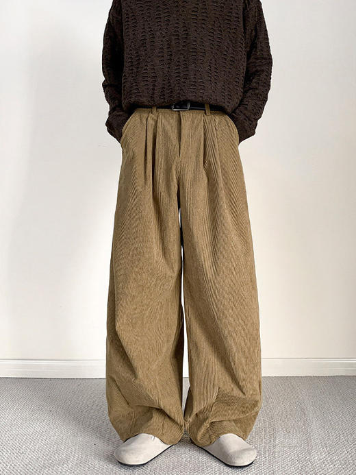 【GZ】无忧购灯芯绒男裤子秋冬加绒加厚老钱风宽松垂感阔腿休闲裤A8071（截单后3-5天发货) 商品图2