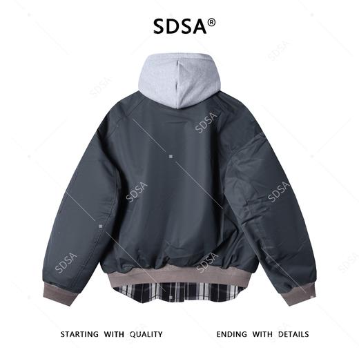 25973SDSA男士秋冬新款痞帅男装潮牌拼接假两件拉链连帽羽绒服百搭时尚 商品图5