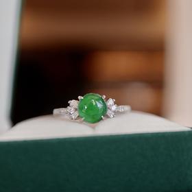 小圆满 冰阳绿翡翠戒指 CF