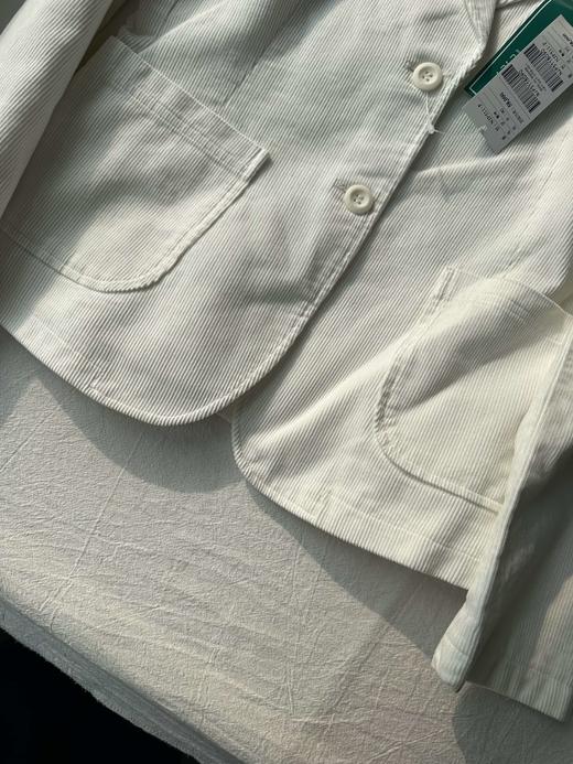 贝壳三 简约通勤白色灯芯绒质感西装外套收腰显瘦小西服C110804 商品图8