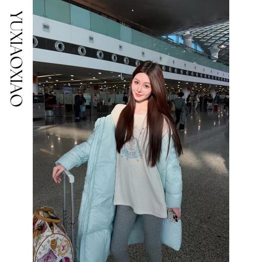 余潇潇【梦幻乐园】含天丝舒适休闲ins风烫钻肌理感宽松圆领长袖T恤 商品图2