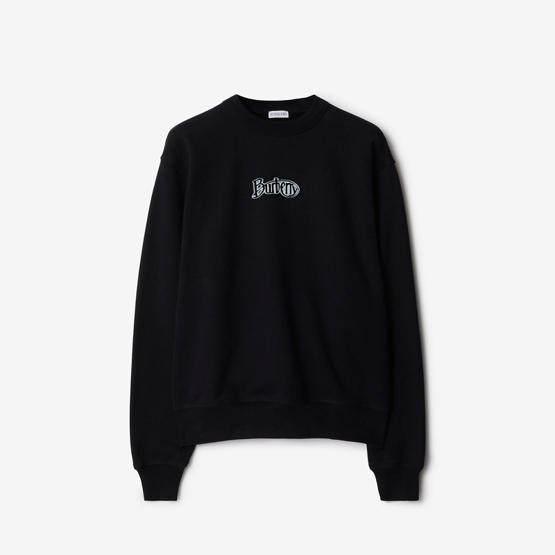 【一】BURBERRY 巴宝莉 男士徽标装饰棉质混纺运动卫衣 黑色 8097822 C1413