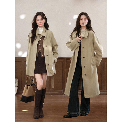 鹿向南「文诗入画」气质复古英伦风风衣女秋冬小众高级卡其色外套 商品图4