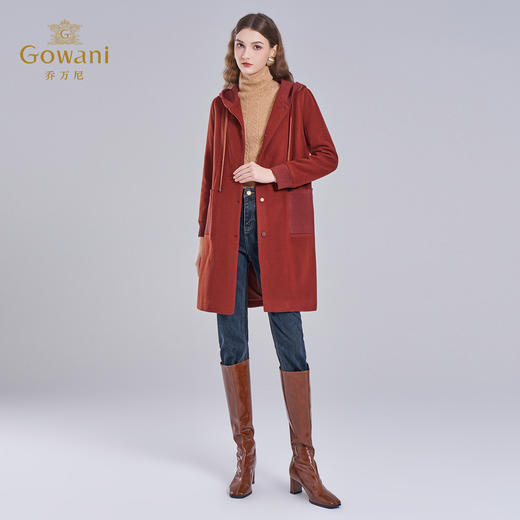 【羊绒】乔万尼新品羊毛羊绒大衣减龄连帽设计直筒显瘦百搭EI4A576 商品图3