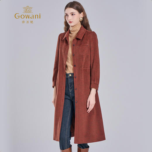 【100%绵羊毛】乔万尼绵羊毛收腰大衣保暖抗风中长款外套EI4A565 商品图2