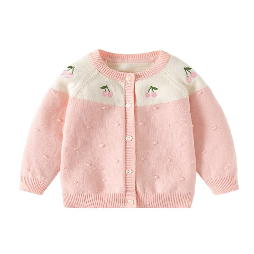 小樱桃甜美针织婴儿开衫毛衣纯棉A类女童毛衣开衫秋冬款婴儿毛衣 商品图4
