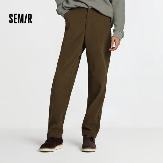 森马休闲裤男灯芯绒宽松锥形裤半松紧腰2025冬季新款长裤简约百搭 商品图1