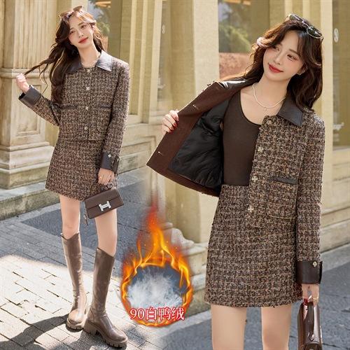 HR YJLY8692重工亮片翻领两件套90%白鸭绒 商品图0