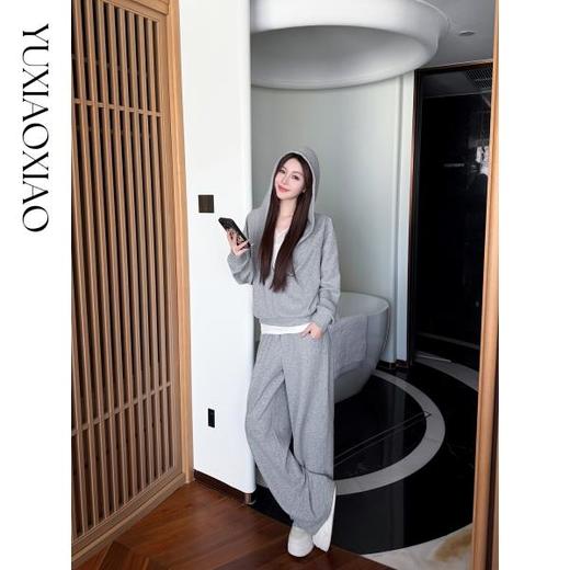 余潇潇【电台情歌】含羊毛天丝休闲连帽卫衣&阔腿裤&蕾丝内搭三件套 商品图4