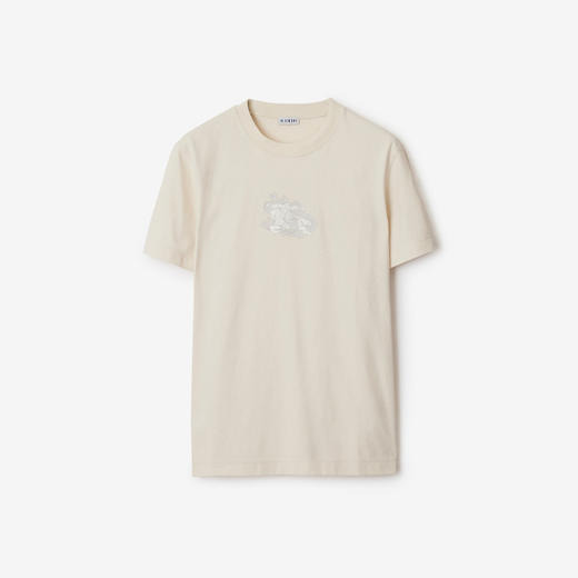 【一】BURBERRY 巴宝莉 男士佩斯利马术骑士徽标刺绣棉质圆领短袖T恤 米色 8097879 C1409 商品图0