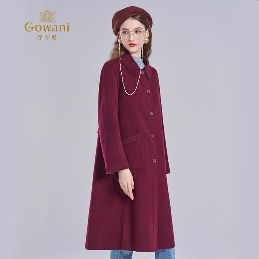 乔万尼新款绵羊毛中长款大衣高级感双面尼EI4A585 商品图1