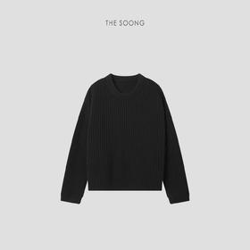 THESOONG"极简暖冬"纯绵羊毛高支保暖手工珠地织法圆领毛衣HBMY7974