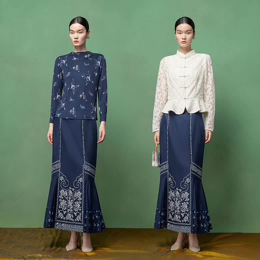 【林栖设计小店】（现货）蓝印花马面裙丝棉2026早春新款鱼尾半身裙女1961073 商品图2