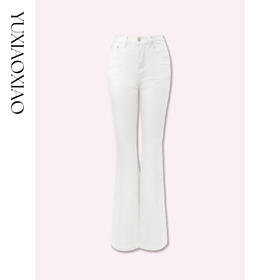 余潇潇【璀璨花路】时尚百搭新疆精梳棉拼接蕾丝花边微喇牛仔裤