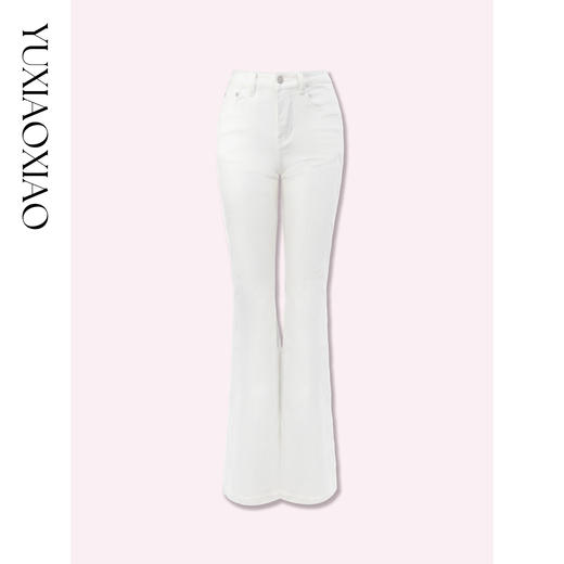 余潇潇【璀璨花路】时尚百搭新疆精梳棉拼接蕾丝花边微喇牛仔裤 商品图0