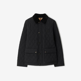 【一】BURBERRY 巴宝莉 女士 B 字盾徽标刺绣绗缝尼龙夹克棉服 黑色 8096917 C1900