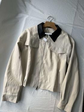 贝壳三 法式撞色翻领短款夹克外套短款巴恩风工装皮衣女C110802