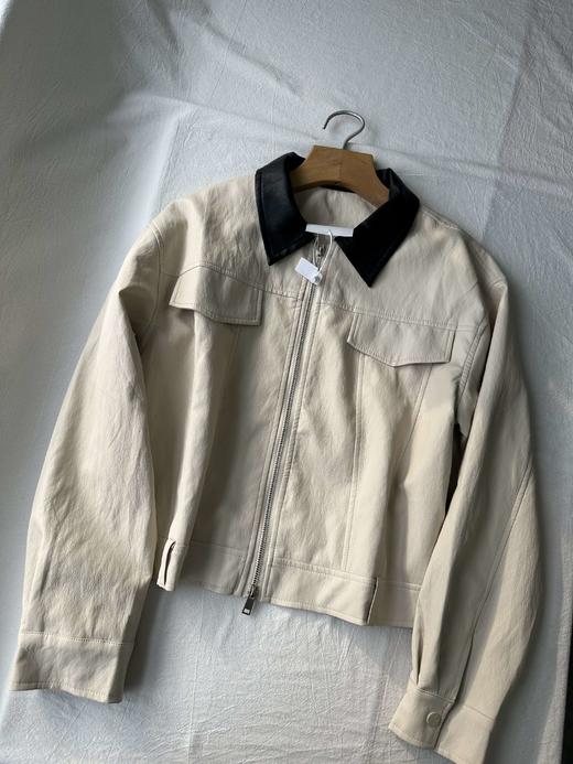 贝壳三 法式撞色翻领短款夹克外套短款巴恩风工装皮衣女C110802 商品图0