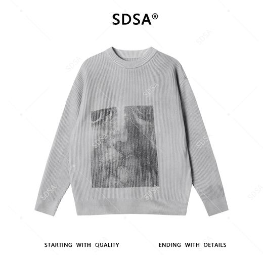 243065SDSA男士秋冬新款痞帅男装潮牌美式撞色印花圆领毛衣休闲简约上衣 商品图1