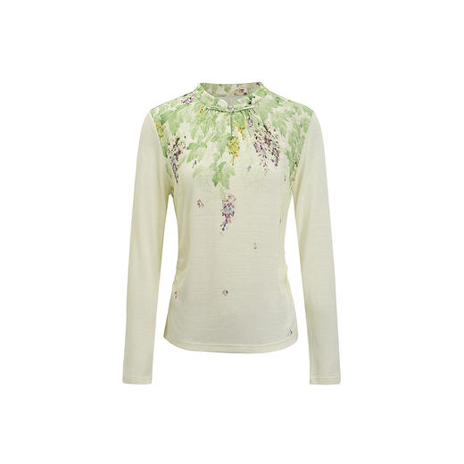 【林栖设计小店】绵羊毛T恤印花优雅国风修身显瘦2026早春新款长袖上衣女T1961237 商品图6