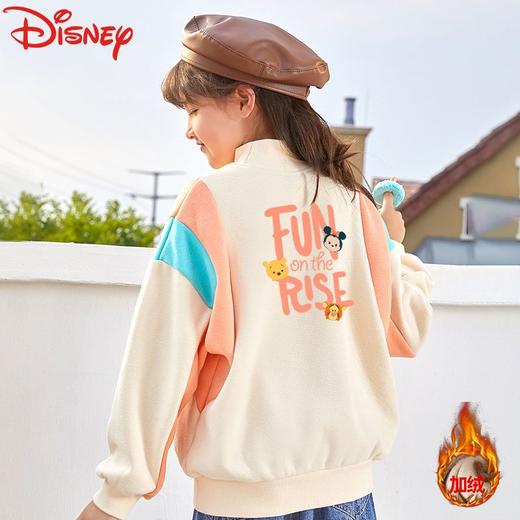 迪士尼童装女童冬装洋气卫衣中长款儿童卫衣加绒加厚女宝冬季上衣 商品图2