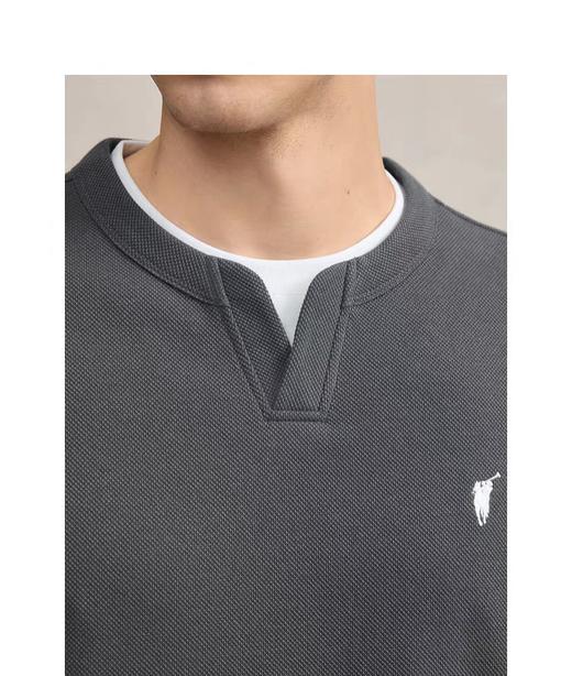 XXM POLOWALK男式长袖T恤2025秋季新品简约韩系拼接领口百搭休闲上衣 商品图2