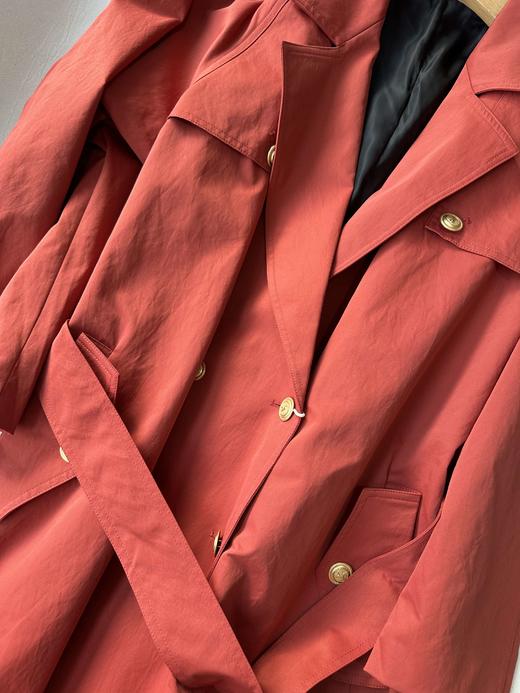 贝壳三 英伦风双排扣复古宽松风衣腰带收腰显瘦短款外套C110819 商品图5