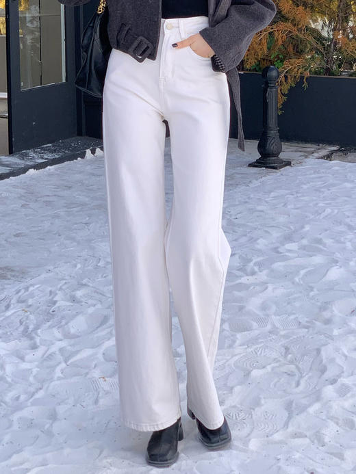 【百图lulu定制】【预售10天发】【王牌牛仔裤】新疆长绒棉 高腰收腹 显腿长显腿直 外层磨毛 厚实牛仔直筒裤 商品图6