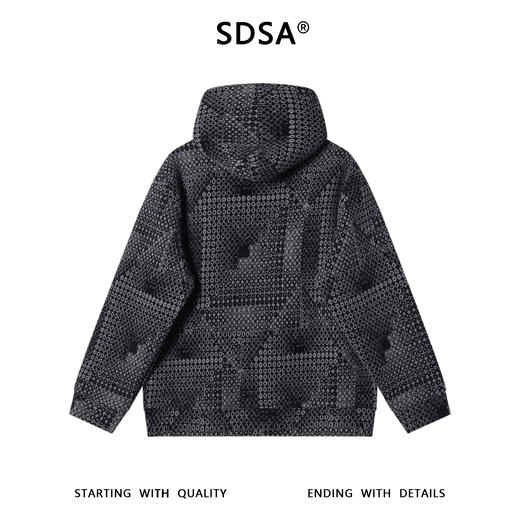 WY1286SDSA男士秋冬新款痞帅男装简约撞色格子提花抽绳连帽卫衣百搭宽松 商品图5