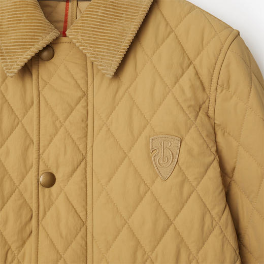 【一】BURBERRY 巴宝莉 女士 B 字盾牌徽标刺绣绗缝尼龙棉服 驼色 8097996 C1544 商品图2