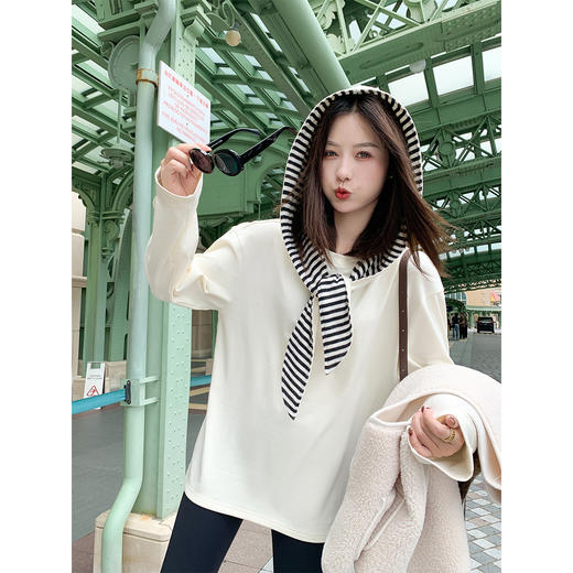 <曾小咸推荐> 现货秒杀！微信超特价！白色圆领长袖t恤（带披肩帽）日常179.99 立减90 秒杀89.99！ 商品图1