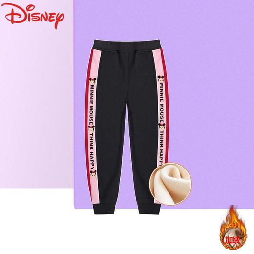 迪士尼童装女童加绒裤子保暖洋气儿童卫裤秋冬款一体绒休闲裤时尚 商品图0
