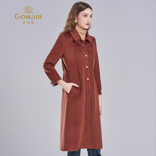 【100%绵羊毛】乔万尼绵羊毛收腰大衣保暖抗风中长款外套EI4A565 商品图1