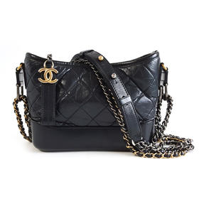 【95新】CHANEL香奈儿19bag GABRIELLE A91810Y614770B802小号藏蓝色菱格纹流浪包单肩斜挎链条包女士031125TJ37