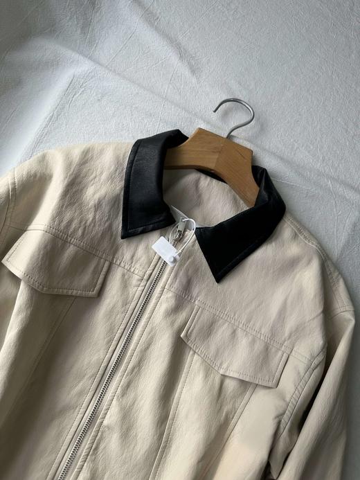 贝壳三 法式撞色翻领短款夹克外套短款巴恩风工装皮衣女C110802 商品图2