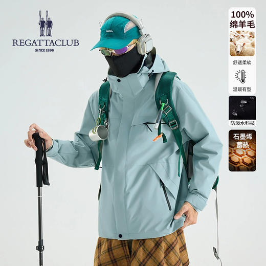 【英国百年品牌 绵羊毛夹层 石墨烯速暖】赛艇俱乐部防风防泼绵羊毛可拆卸帽子户外外套 商品图2