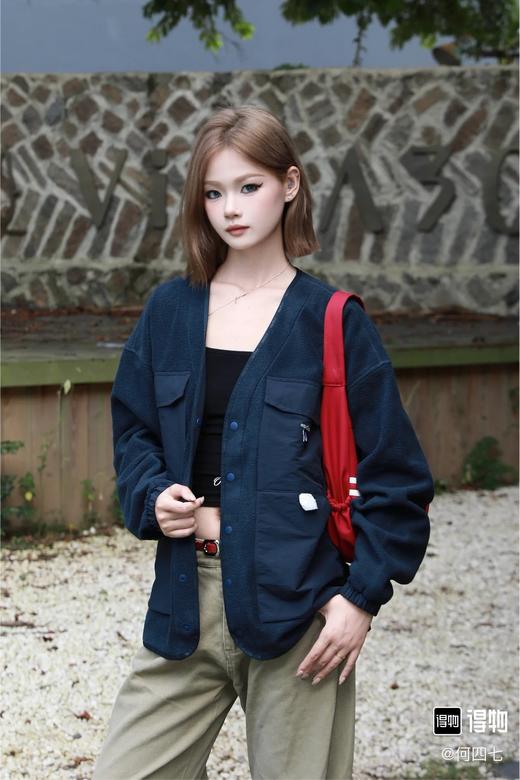 N.T.C 诺D卡 白帆日系全开襟多口袋摇粒绒情侣款外套 WT923 商品图4